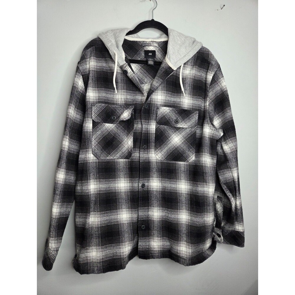 H&M Men's Flannel Hoodie Jacket Size Large